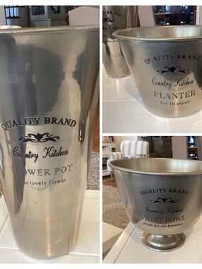 Set of (3) Stainless Steel “Country Kitchen” Decorative Bowls